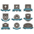 Emblems and badges with crowns and ribbons - award