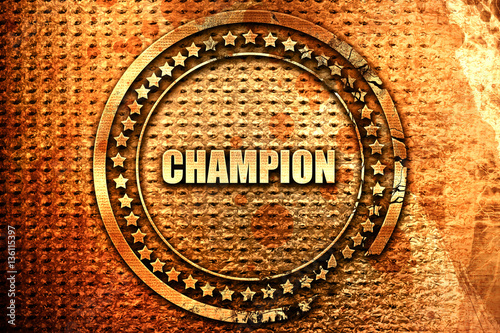 Fotografie, Tablou champion, 3D rendering, text on metal