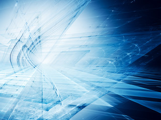 Aufkleber - Abstract background element. Three-dimensional composition of glowing grids and wave shapes. Science and technology concept. Blue colors.