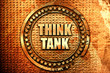 think tank, 3D rendering, text on metal