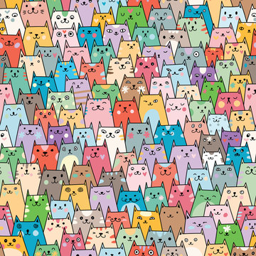 Fototapete -  - Cats seamless pattern