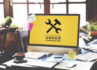 Poster - under construction technical problems progress concept