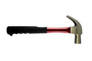 Red iron hammer isolated on a white background.