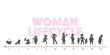Woman Lifecycle from birth to old age in silhouettes. Short story of human in different life ages - figure set.