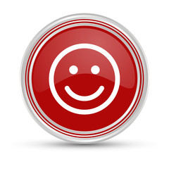 Canvas Print - roter button - positiv - smiley lächelnd