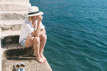 Young woman enjoy summer vacation. 