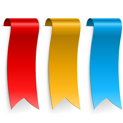 Wall Mural - Color blank ribbon labels isolated on white background.