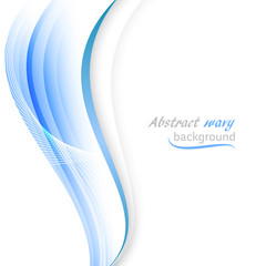 Poster - Abstract vector background with transparent blue wavy lines.