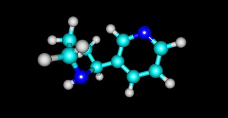 Sticker - Nornicotine molecular structure isolated on black