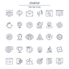 Wall Mural - Startup thin line Icons Set