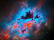 Colorful nebula with dark matter background