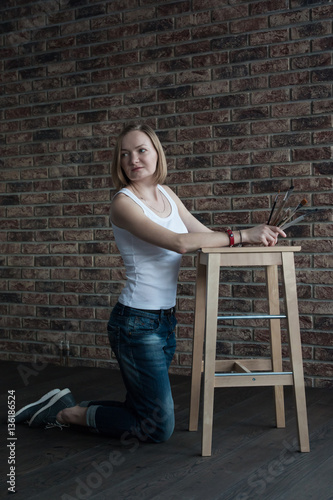 Female Artist With Short Blonde Hair Buy This Stock Photo And