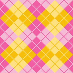 Wall Mural - Argyle in Pink and Yellow