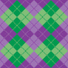 Wall Mural - Argyle design in purple and green repeats seamlessly.