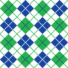 Wall Mural - Argyle Pattern in blue and green repeats seamlessly.