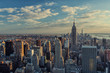 Manhattan skyline in New York City at sunset
