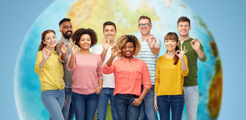 Wall Mural - international group of happy people showing ok