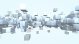 Fototapeta Perspektywa 3d - Cube shape particles transparent. 3D rendering