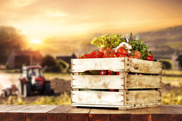 Wall Mural - vegetables and sunset 