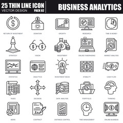 Poster - Thin line business and marketing icons