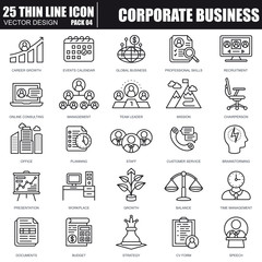Aufkleber - Thin line corporate business icons
