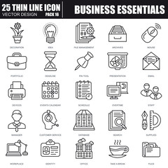Poster - Thin line business essential icons