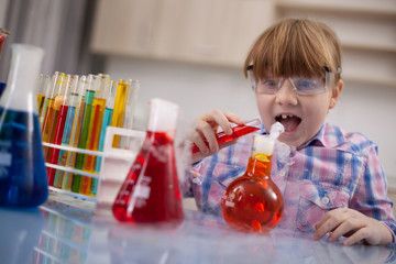 girl doing experiments in the laboratory,Science and education c