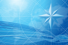Blue Compass Vector Background.