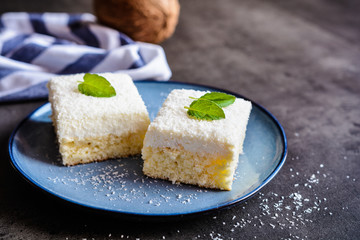 Wall Mural - Delicious cake with coconut and ricotta topping