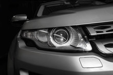 Headlight Of Prestigious Car Closeup