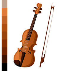 Wall Mural - Vector illustration in flat style design Classical violin. Isolated musical instrument on white background.