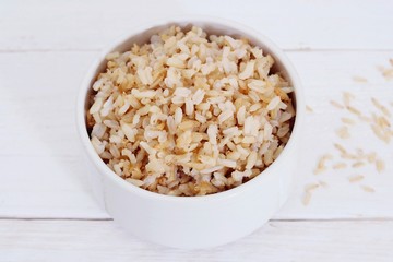 Brown Rice on white background