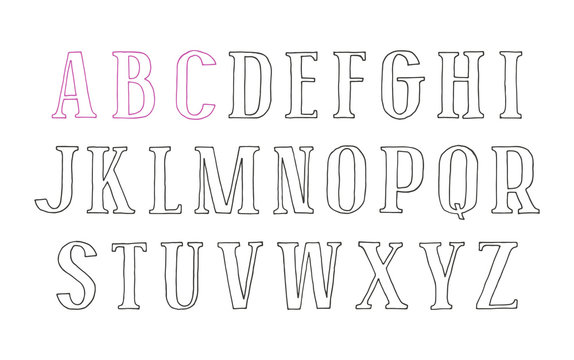 Contour serif font in the style of hand-drawn graphics