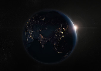 black night earth and galaxy.elements of this image furnished by
