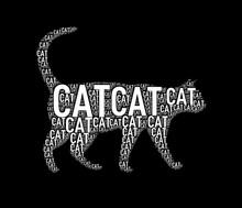 Illustration Of Cat Shape Wordtags Wordcloud