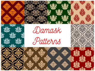 Canvas Print - Damask ornament seamless vector patterns set