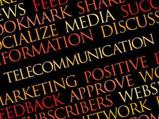Poster - telecommunication word cloud, technology business concept background