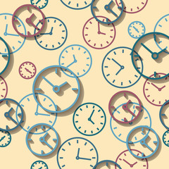 Fototapete - Seamless background of watch dials. Timing is everything.