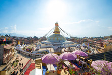 The Wisdom Eyes On Boudhanath Stupa Landmark Of Kathmandu
