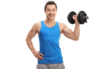 Sticker - Young man lifting a dumbbell