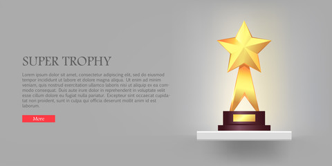 Wall Mural - best gold star trophy standing on white shelf