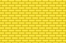 Cartoon Hand Drown Golden Realistic Seamless Brick Wall Texture. Vector Illustration