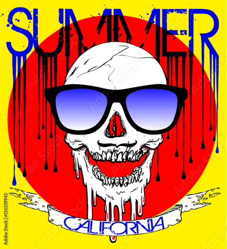 czaszka-w-okularach-przeciwslonecznych-i-napis-summer-na-zoltym-tle