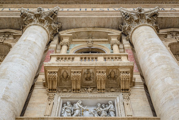 The Pope balcony of Saint Peters Basilica in Vatican, Italy, Europe