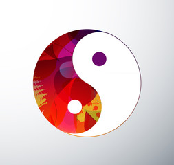 Wall Mural - yin yang symbol illustration created from abstract colorful obje