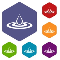 Poster - Water drop and spill icons set