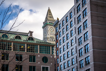 Sticker - Boston buildings and Custom House Clock Tower - Boston, Massachusetts, USA