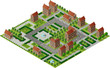 Architecture retro isometric 3D city historic educational buildings. Public university or library school government. Build your town of web objects collection.