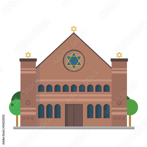 Fotografía Cute cartoon vector illustration of a Synagogue