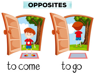 Poster - Opposite words for come and go